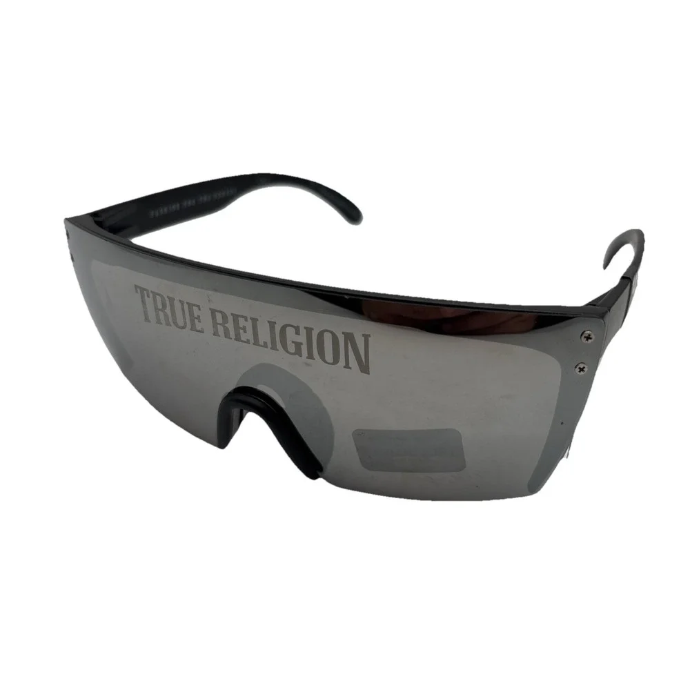 True Religion 100% UV Protection Logo Shield Speckle Reflective Sunglasses